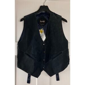 Learsi Vest Navy Blue Leather Suede Size MEDIUM New With Tags